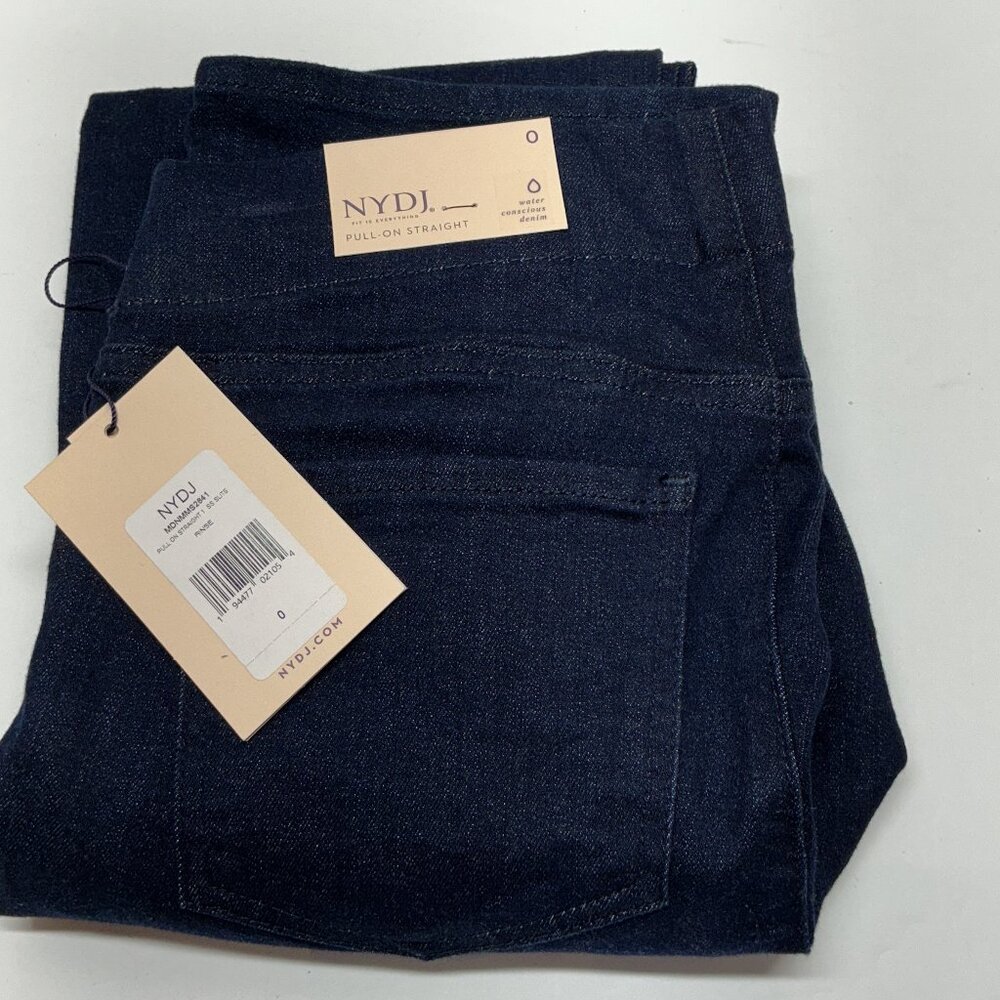 SZ. 0 JEANS NYDJ-NWT Pull-On Straight-Leg with Side Slits- Rinse $89 a374973 - Picture 7 of 9
